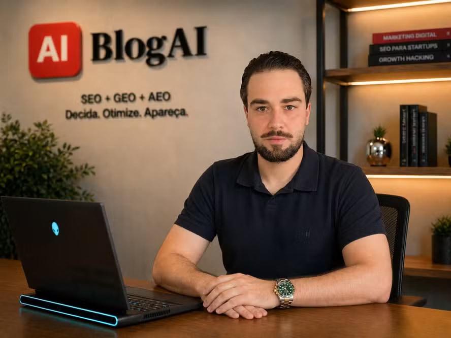 Gabriel Ghames no escritório da BlogAI